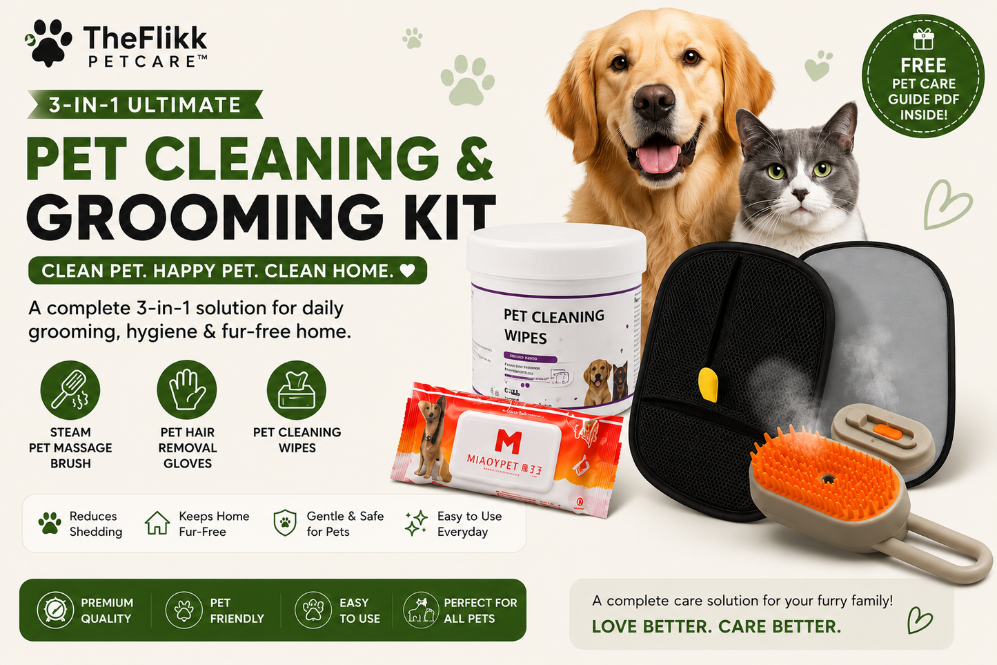 TheFlikk PetCare™ Cleaning & Grooming Kit